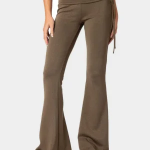 Drawstring Ruched Flare Pants
