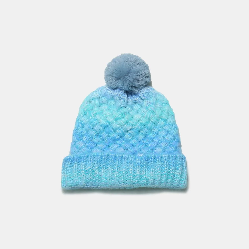 Gradient Knit Hat with Pompom - Image 11