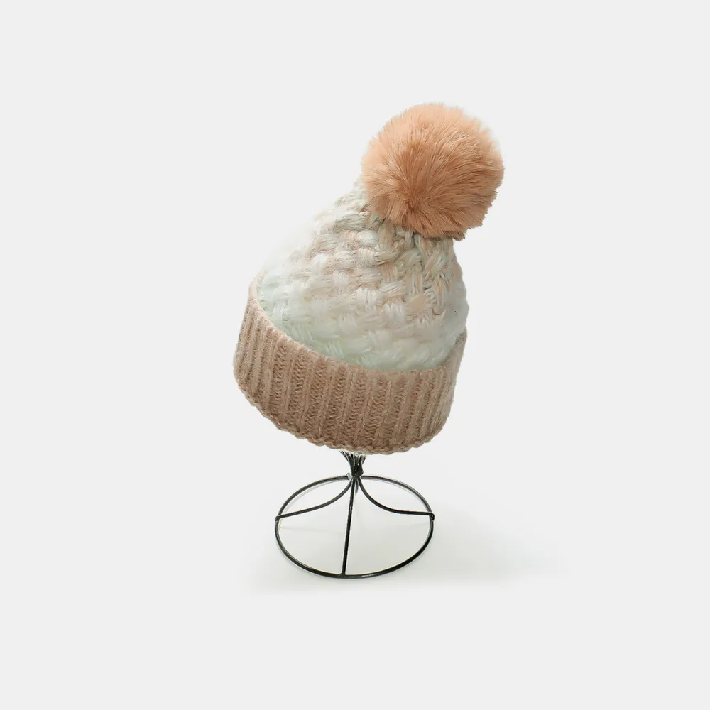 Gradient Knit Hat with Pompom - Image 5