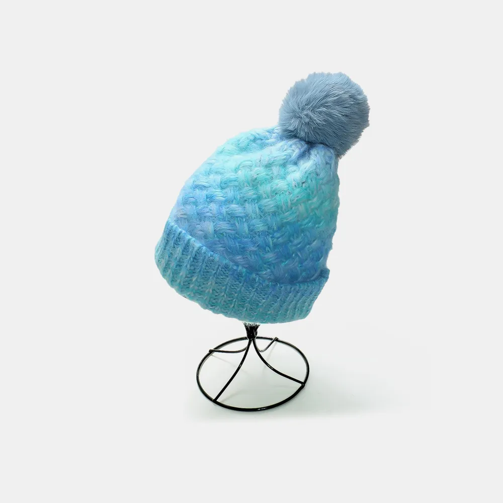 Gradient Knit Hat with Pompom - Image 10