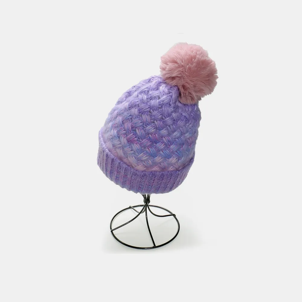 Gradient Knit Hat with Pompom - Image 14
