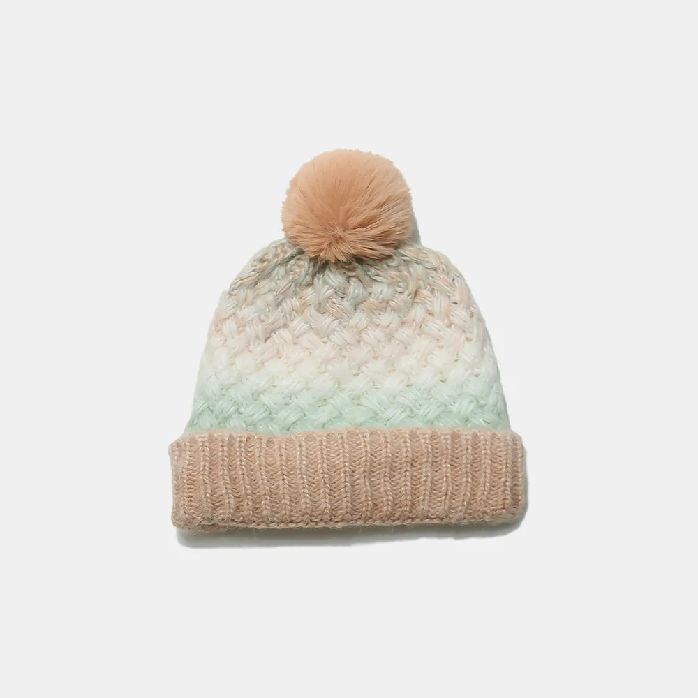 Gradient Knit Hat with Pompom - Image 6
