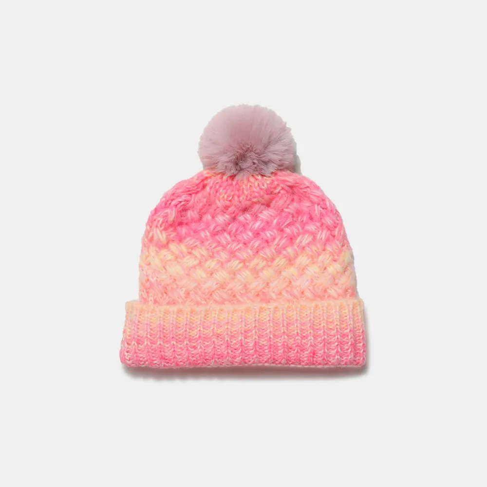 Gradient Knit Hat with Pompom - Image 8
