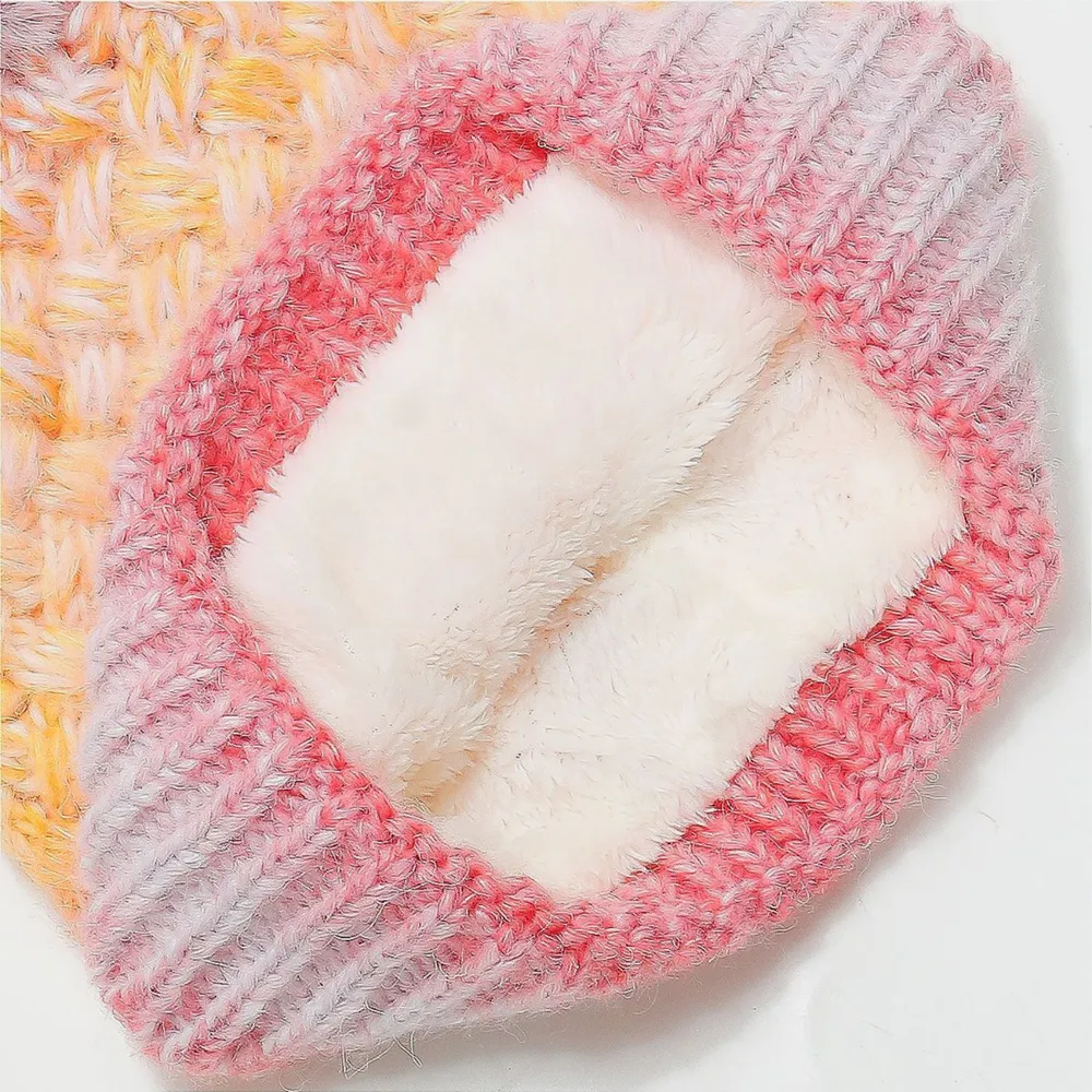 Gradient Knit Hat with Pompom - Image 4